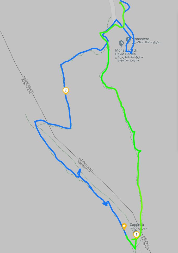 Mapa del camino a las cuevas de Davit Gareja